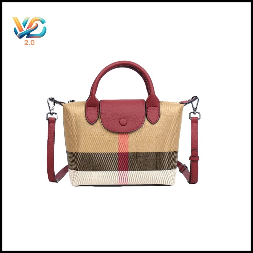 Structured Satchel Purse Mini Plaid Vintage Adjustable Crossbody Handbag